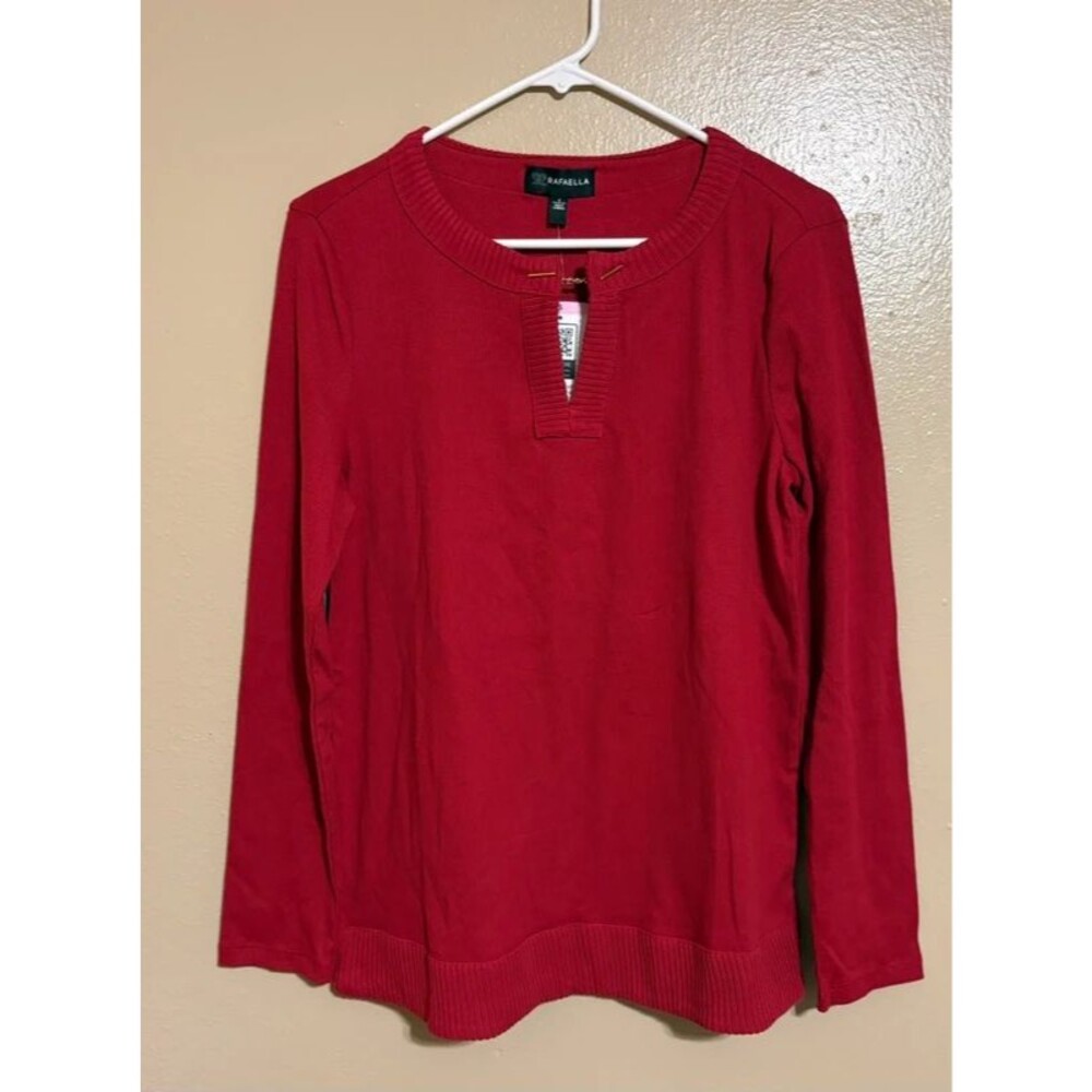 Rafaella Women’s Long Sleeve Red Maroon Sweater Top Size S